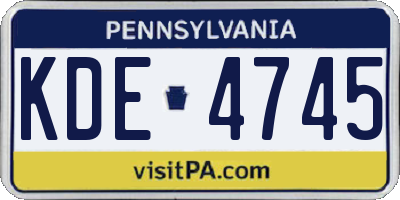 PA license plate KDE4745