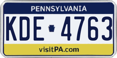 PA license plate KDE4763