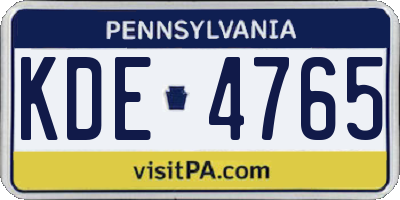 PA license plate KDE4765