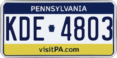 PA license plate KDE4803