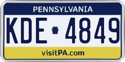 PA license plate KDE4849