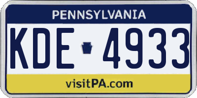 PA license plate KDE4933