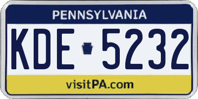 PA license plate KDE5232