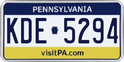 PA license plate KDE5294