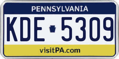 PA license plate KDE5309