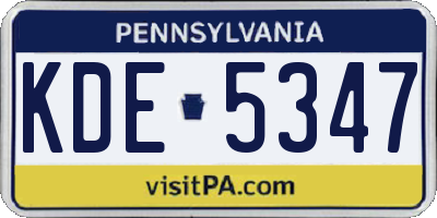 PA license plate KDE5347