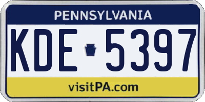 PA license plate KDE5397