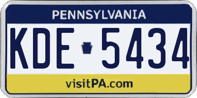 PA license plate KDE5434