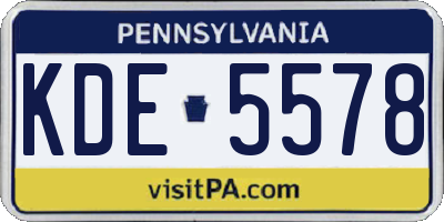 PA license plate KDE5578