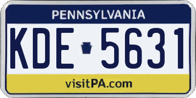 PA license plate KDE5631