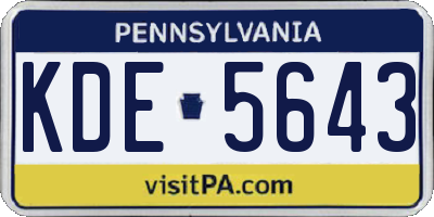PA license plate KDE5643