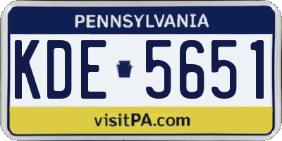 PA license plate KDE5651