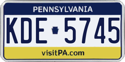 PA license plate KDE5745