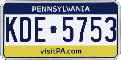 PA license plate KDE5753