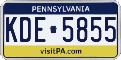 PA license plate KDE5855