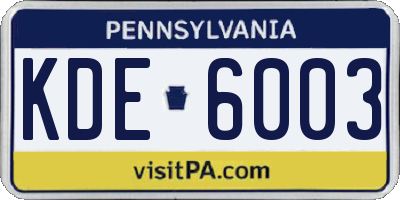 PA license plate KDE6003