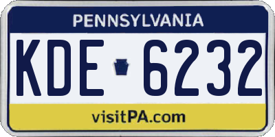 PA license plate KDE6232