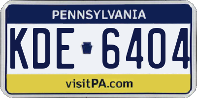 PA license plate KDE6404