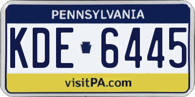 PA license plate KDE6445