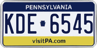 PA license plate KDE6545