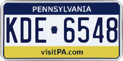 PA license plate KDE6548
