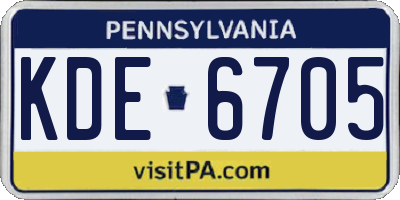 PA license plate KDE6705