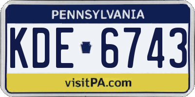 PA license plate KDE6743
