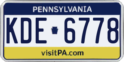 PA license plate KDE6778
