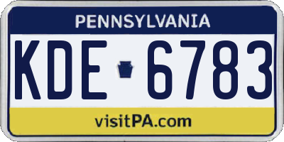 PA license plate KDE6783