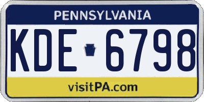 PA license plate KDE6798