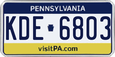 PA license plate KDE6803