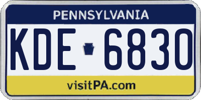 PA license plate KDE6830