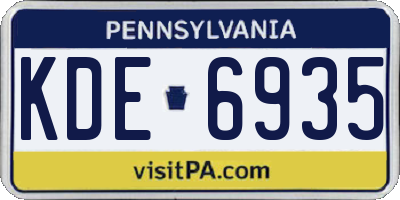 PA license plate KDE6935