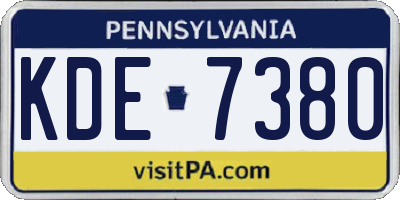 PA license plate KDE7380