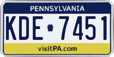 PA license plate KDE7451