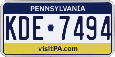 PA license plate KDE7494