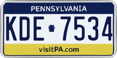 PA license plate KDE7534