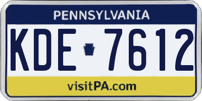 PA license plate KDE7612