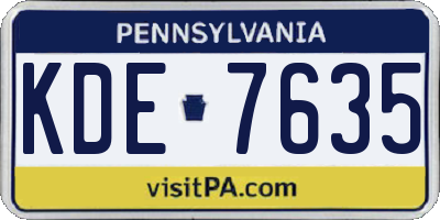 PA license plate KDE7635