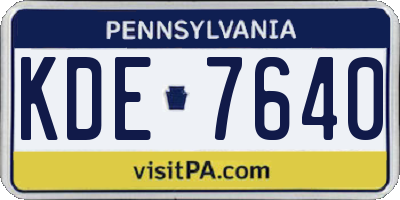PA license plate KDE7640