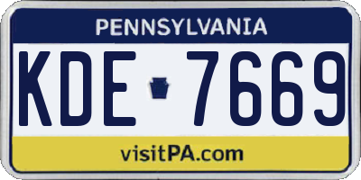 PA license plate KDE7669