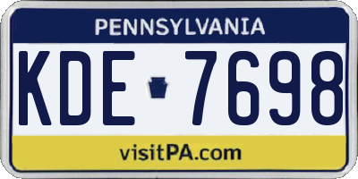 PA license plate KDE7698