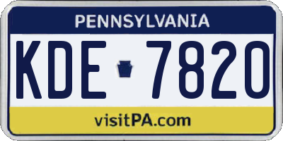 PA license plate KDE7820