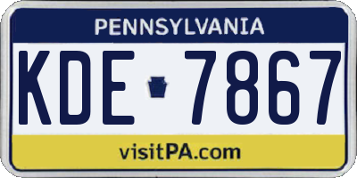 PA license plate KDE7867