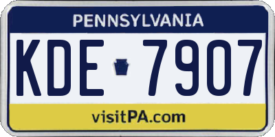 PA license plate KDE7907