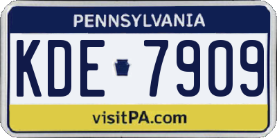 PA license plate KDE7909