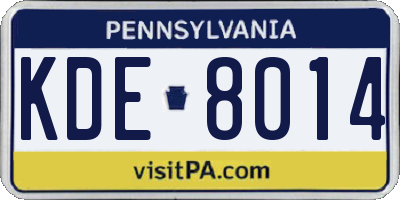 PA license plate KDE8014