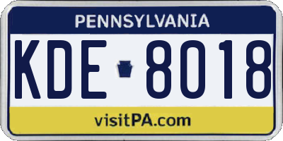 PA license plate KDE8018