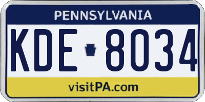 PA license plate KDE8034