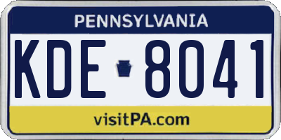 PA license plate KDE8041